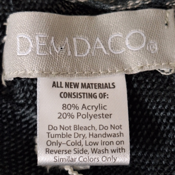 DEMDACO Grey & Black Boho Fringe Southwestern Artisan Western Poncho One Size - Picture 13 of 15